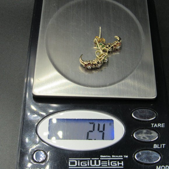 Sterling Triple Floral Sapphire Gem Earrings - Picture 6 of 6